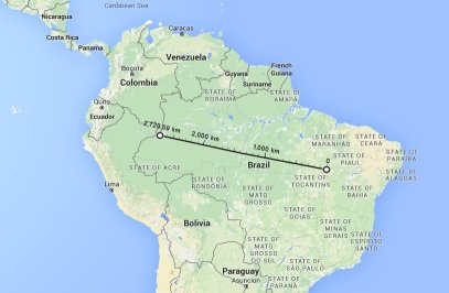 Map showing distance between C. trilineatus and C. julii type localities